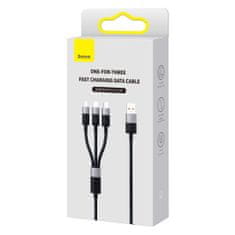 PRO Telefonski kabel StarSpeed 3v1 USB - micro USB / iPhone Lightning / USB-C 1,2 m - črn