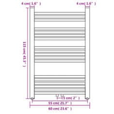 Vidaxl Kopalniški cevni radiator za centralno ogrevanje raven 600x1160 mm