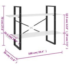 Vidaxl Knjižna omara 2-nadstropna črna 100x30x70 cm iverna plošča