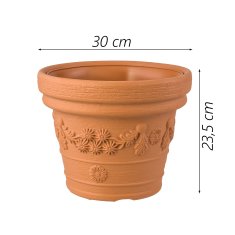 botle Cvetlični lonec z vzorcem 30 cm V: 23,5 cm prostornina: 8 L okrogel terakota lonec za rastline lonec za rastline terasa vrt balkon eleganten eleganten zunanji UV odporen notranji