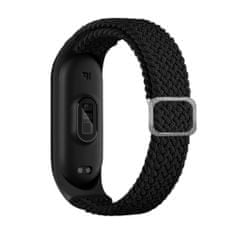 slomart trak iz tkanine za xiaomi mi band 6 / 5 / 4 / 3 pleten trak iz tkanine zapestnica črna