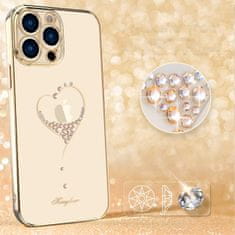 slomart kingxbar ohišje serije želja, okrašeno s pravimi swarovski kristali iphone 13 pro max zlato