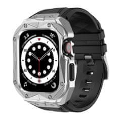 slomart kingxbar cyf140 2v1 oklepno ohišje apple watch se, 6, 5, 4 (44 mm) iz nerjavečega jekla s srebrnim pasom