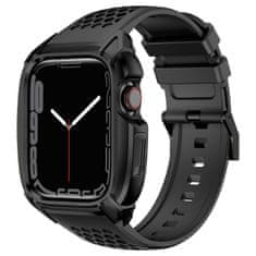 slomart kingxbar cyf148 oklepno ohišje 2v1 za apple watch se, 6, 5, 4 (44 mm) iz nerjavečega jekla s trakom črno