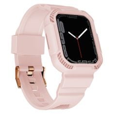 slomart kingxbar cyf106 2v1 oklepno ohišje apple watch se, 8, 7, 6, 5, 4, 3, 2, 1 (41, 40, 38 mm) s trakom roza