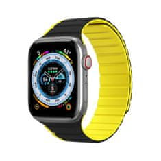 slomart magnetni trak apple watch ultra, se, 9, 8, 7, 6, 5, 4, 3, 2, 1 (49, 45, 44, 42 mm) dux ducis strap (ld različica) - črna/rumena