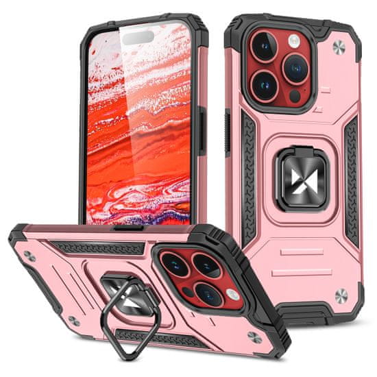 slomart oklepni ovitek z ročajem za iphone 15 pro wozinsky ring armor - rose gold