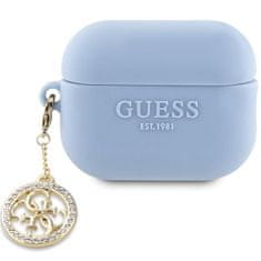 slomart guess guap23dslghdb airpods pro 2 cover niebieski/blue 3d rubber 4g diamant charm