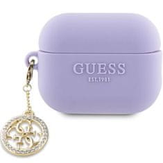 slomart guess guap23dslghdu airpods pro 2 cover purpurowy/purple 3d rubber 4g diamant charm