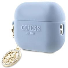 slomart guess guap23dslghdb airpods pro 2 cover niebieski/blue 3d rubber 4g diamant charm