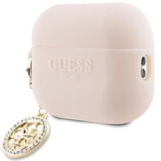 slomart guess guap23dslghdp airpods pro 2 cover różowy/pink 3d rubber 4g diamant charm