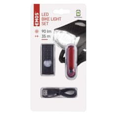 Emos LED sprednja + zadnja polnilna kolesarska svetilka P3923, 90 lm