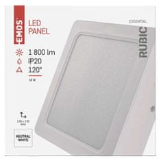 Emos LED panel RUBIC, nadometni, kvadratni, bel, 24W, nevtralno bela