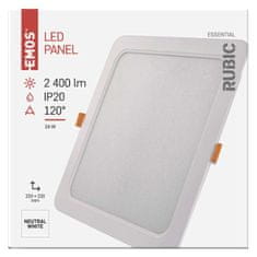 Emos LED panel RUBIC, vgradni, kvadratni, 24W, nevtralno bela