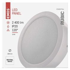 Emos LED panel RUBIC, nadometni, okroglI, bel, 24W, nevtralno bela