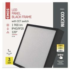 Emos  LED panel NEXXO,nadometni, kvadratni, črn, 21W, nastavljiva CCT