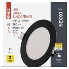 Emos LED panel NEXXO, vgradni,, okrogli, črn, 7W, nastavljiva CCT