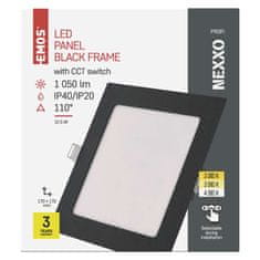 Emos LED panel NEXXO, vgradni, kvadratni, črn, 12W, nastavljiva CCT