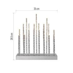 Emos LED svečnik srebrn, 28,5 cm, 3x AA, notranji, topla bela, časovnik