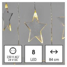 Emos LED božični zastor – zvezde, 45x84, zunanji in notranji, topla bela