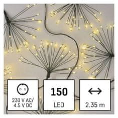 Emos LED svetlobna veriga – svetleče cvetlice, nano, 2,35 m, notranja, topla bela, časovnik