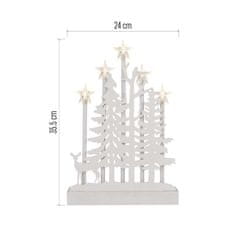 Emos LED lesena dekoracija – gozd z zvezdami, 35,5 cm, 2x AA, notranja, topla bela, časovnik