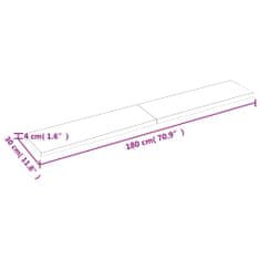 Vidaxl Stenska polica temno rjava 180x30x(2-4) cm trdna hrastovina