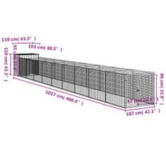 Vidaxl Pasja uta z izhodom svetlo siva 110x1017x110 cm pocinkano jeklo