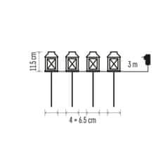 Emos LED dekoracija – svetleče vbodne laterne, zunanje in notranje, hladna bela