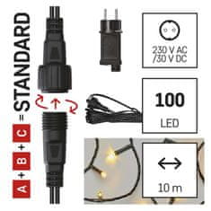 Emos Osnovni komplet za povezovalne verige Standard, 10 m, zunanji, topla bela, časovnik