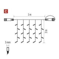 Emos Standard LED povezovalna božična veriga – zavesa, 1,1x2 m, zun., hladna bela