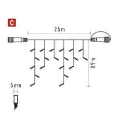 Emos Standard LED povezovalna božična veriga – ledene sveče, 2,5 m, zun., hl. bela