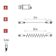 Emos LED svetlobna veriga hladno bela 10m IP44 – osnovni komplet 