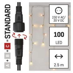 Emos Standard LED povezovalna veriga nihajoča – ledene sveče, 2,5 m, zunanja, rdeča/vintage