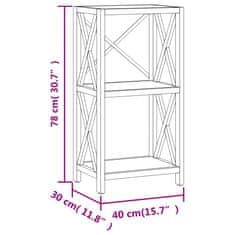 Vidaxl Regal 3-nadstropni 40x30x78 cm trdna hrastovina