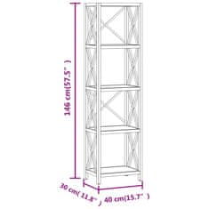Vidaxl Regal 5-nadstropni 40x30x146 cm trdna hrastovina