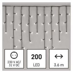 Emos LED božične ledene sveče, 3,6 m, zunanje in notranje, hladna bela, programi