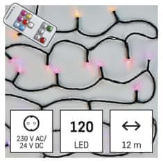 Emos LED božična veriga, 12 m, zunanja in notranja, RGB, upravljalnik, programi, časovnik