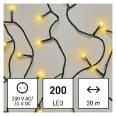 Emos LED božična cherry veriga – kroglice, 20 m, zunanja in notranja, topla bela, časovnik