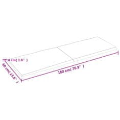 Vidaxl Mizna plošča sv. rjava 180x60x(2-4)cm obdelana trdna hrastovina