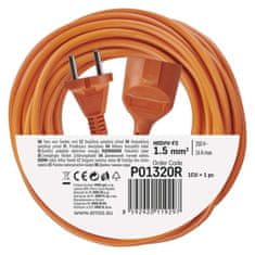 Emos Podaljšek 20 m / 1 vtičnica / oranžni / PVC / 230 V / 1,5 mm2