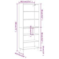 Vidaxl Visoka komoda bela 69,5x32,5x180 cm inženirski les