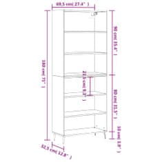 Vidaxl Visoka komoda rjav hrast 69,5x32,5x180 cm inženirski les