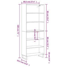 Vidaxl Visoka komoda rjav hrast 69,5x32,5x180 cm inženirski les