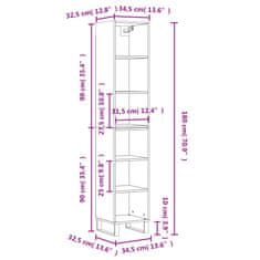 Vidaxl Visoka omara siva sonoma 34,5x32,5x180 cm inženirski les