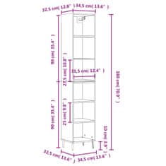 Vidaxl Visoka omara črna 34,5x32,5x180 cm inženirski les