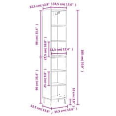 Vidaxl Visoka omara dimljeni hrast 34,5x32,5x180 cm inženirski les