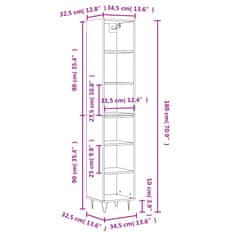 Vidaxl Visoka omara siva sonoma 34,5x32,5x180 cm inženirski les