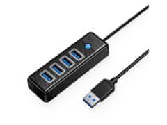 Orico PW4U-U3-015 USB hub, 4x USB 3.0, črn