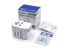 Ewent EW1470 polnilec, potovalni, univerzalni, 2xUSB-A, 3xUSB-C, bel (EW1470)